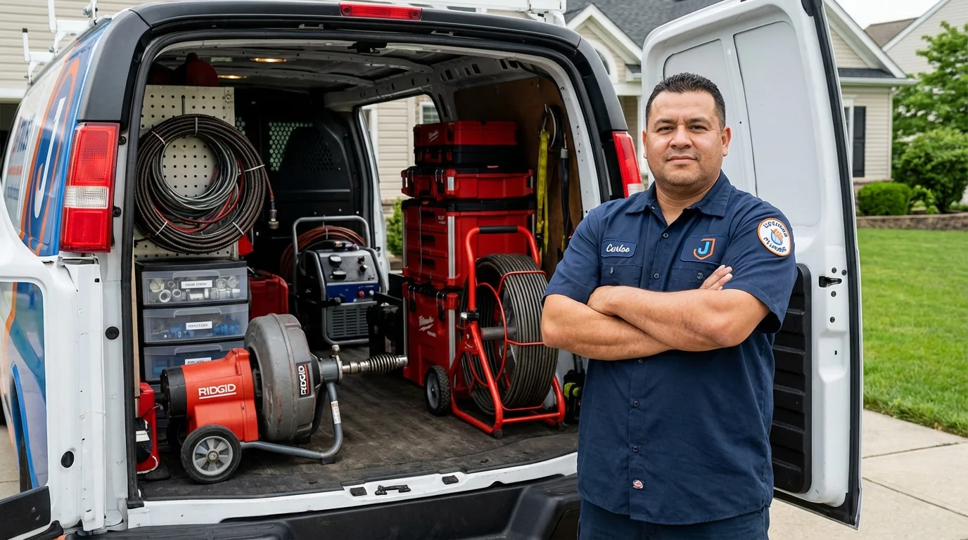 Professional drain cleaning equipment and Johns Plumbing LLC plumber in Kenner