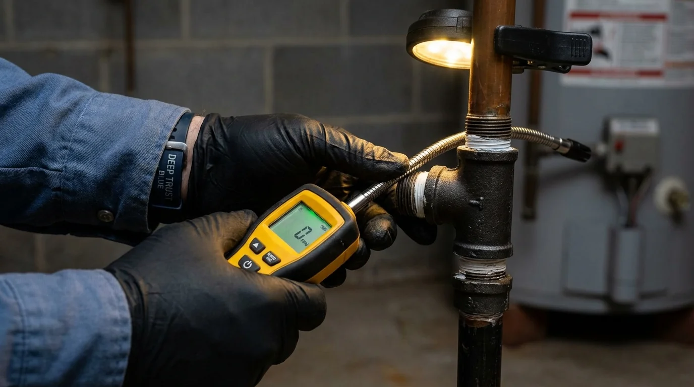Gas leak detection with electronic sniffer by Johns Plumbing LLC in Kenner